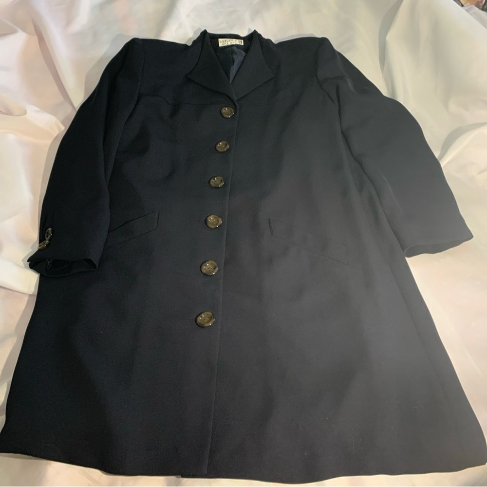 Kasper ASL Coat Shift Dress Lined Size 12P Black Women's Coat Dress